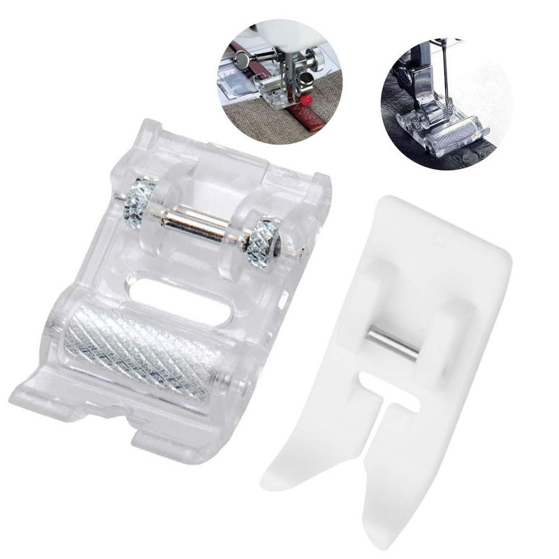 CESUSME 2 Pcs Roller Sewing Machine Presser Foot, Plus Non-Stick Zigzag Teflon Presser Feet - Fit for Singer, Brother, Babylock, Low Shank Simplicity Sewing Machineï¼ˆ2 Stylesï¼‰ - Image 1